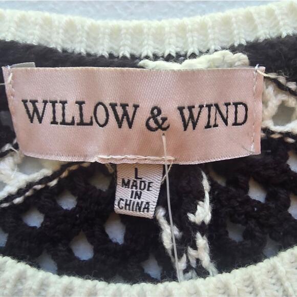 MY Willow & Wind Black Ivory Crochet Knit Dress NWT Sze L Coastal Beach Vacation - Picture 8 of 9